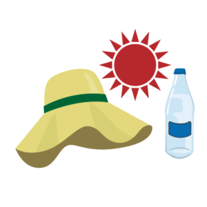 熱中症予防対策（帽子やスポーツドリンクや飲料水）